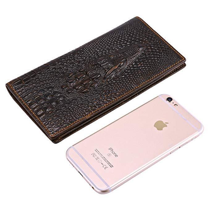 Portefeuille long en cuir PU effet crocodile